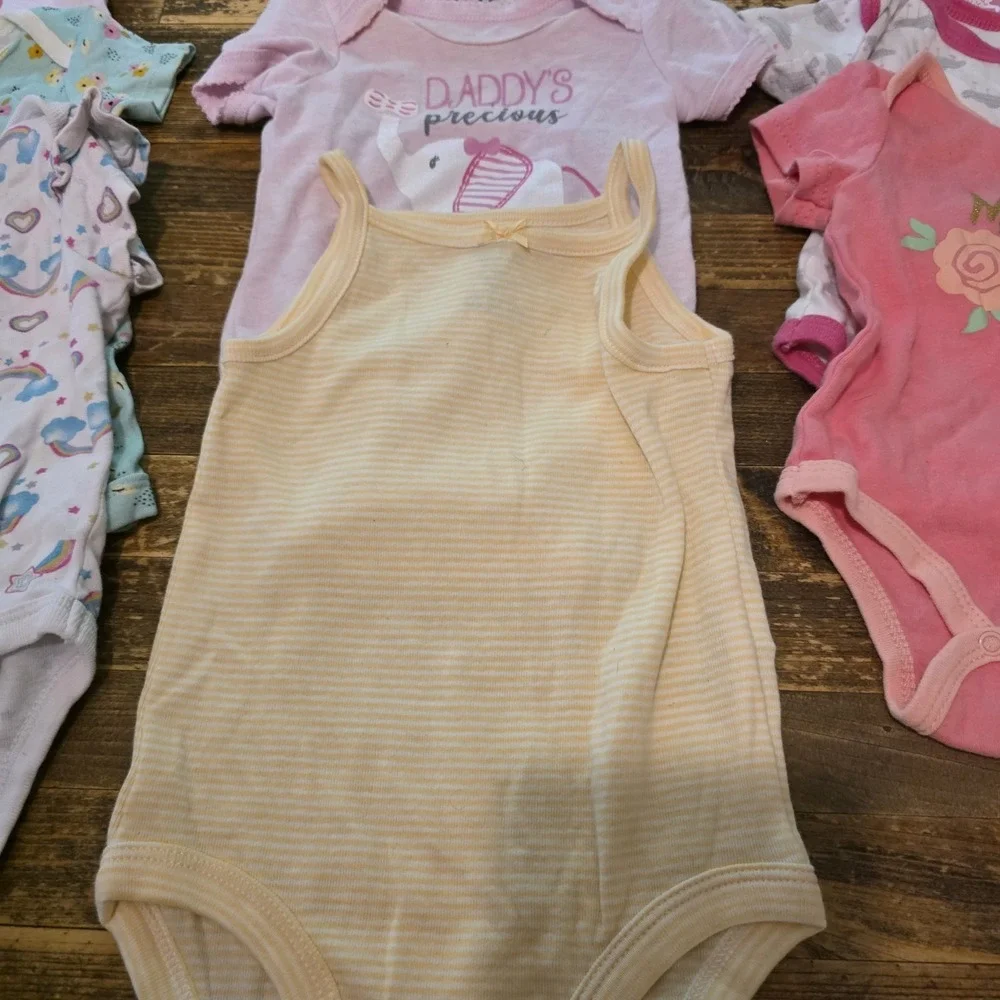 Baby Girl 3-6 Mo Bodysuit 12pc Lot Pajamas Pastels One Piece Bundle Newborn